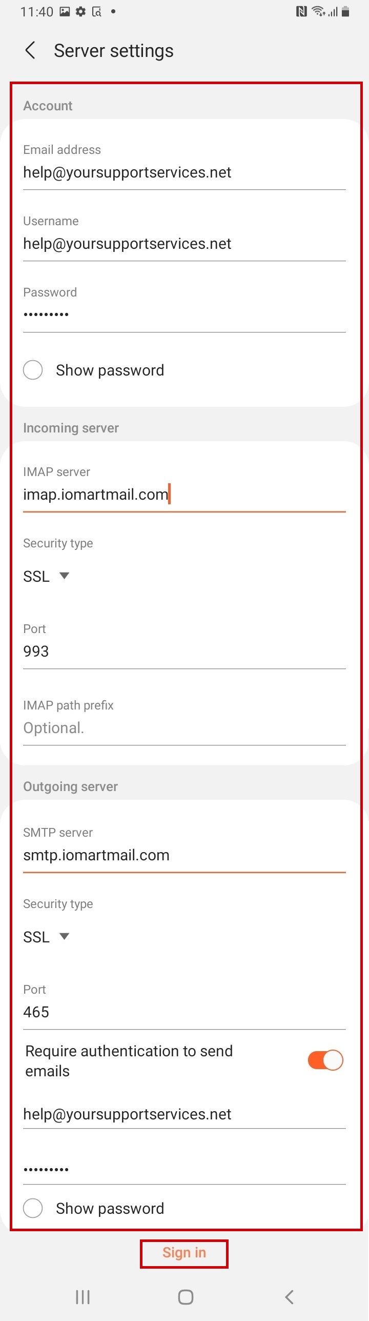 Imap - Support Services - Android Email Setup Guide