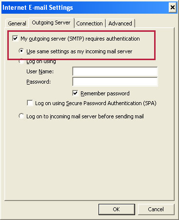mac mail outgoing server settings authentication