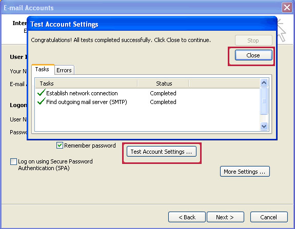 how to find account settings for outlook 2003
