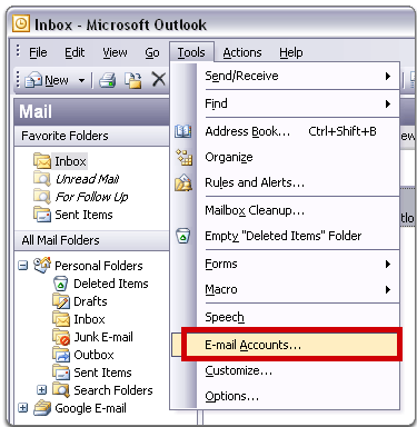 how to link two email accounts in outlook 2010