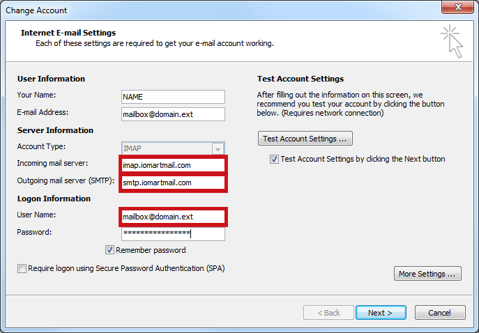 office 365 email settings for outlook 2010