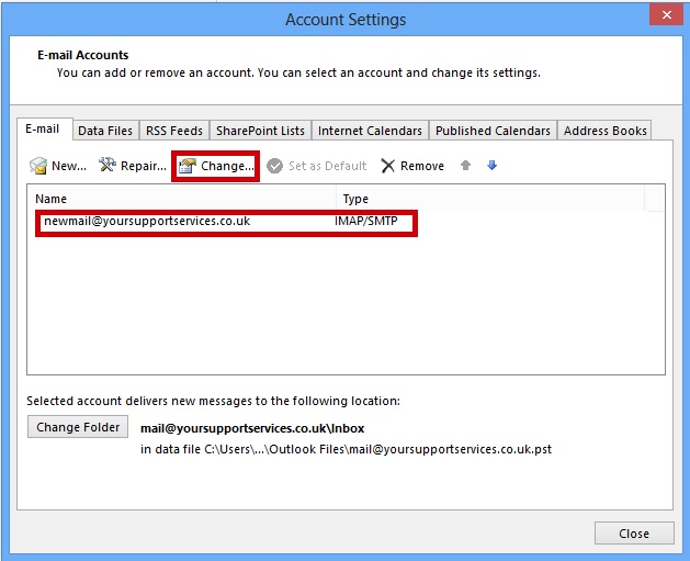 email setup for outlook 2013