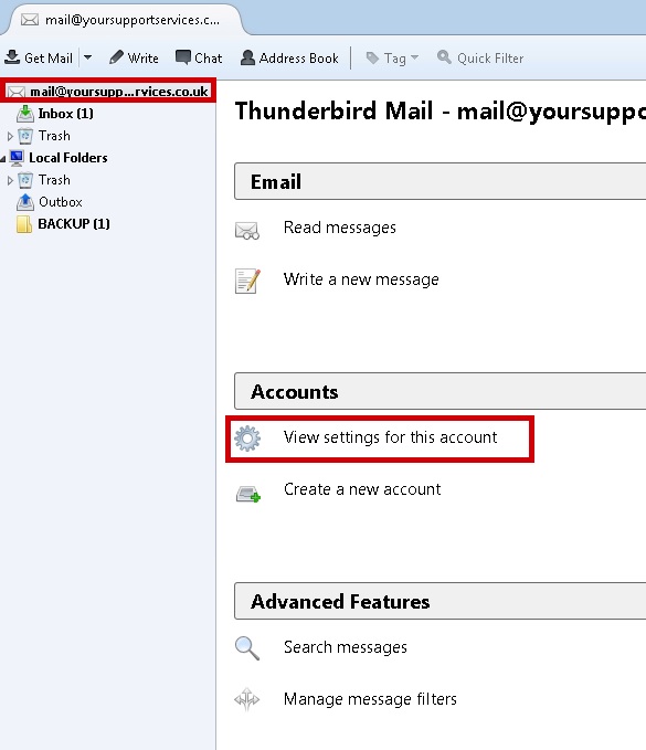 thunderbird mail configuration